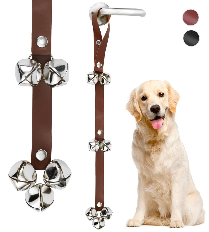 Borong Leather Door Bells for Dogs Potty Doorbells for Dogs Training Dog Buttons for Communication Dog Training Bell Pet Supplies (Brown)