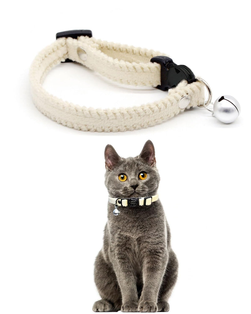 Cat Collar Breakaway with Bell, Double-Layer Ultra Soft Velvet Kitten Collar for Small Cats & Petite Dogs, Friction-Free Anti-Hair Loss Design, Adjustable 7.87