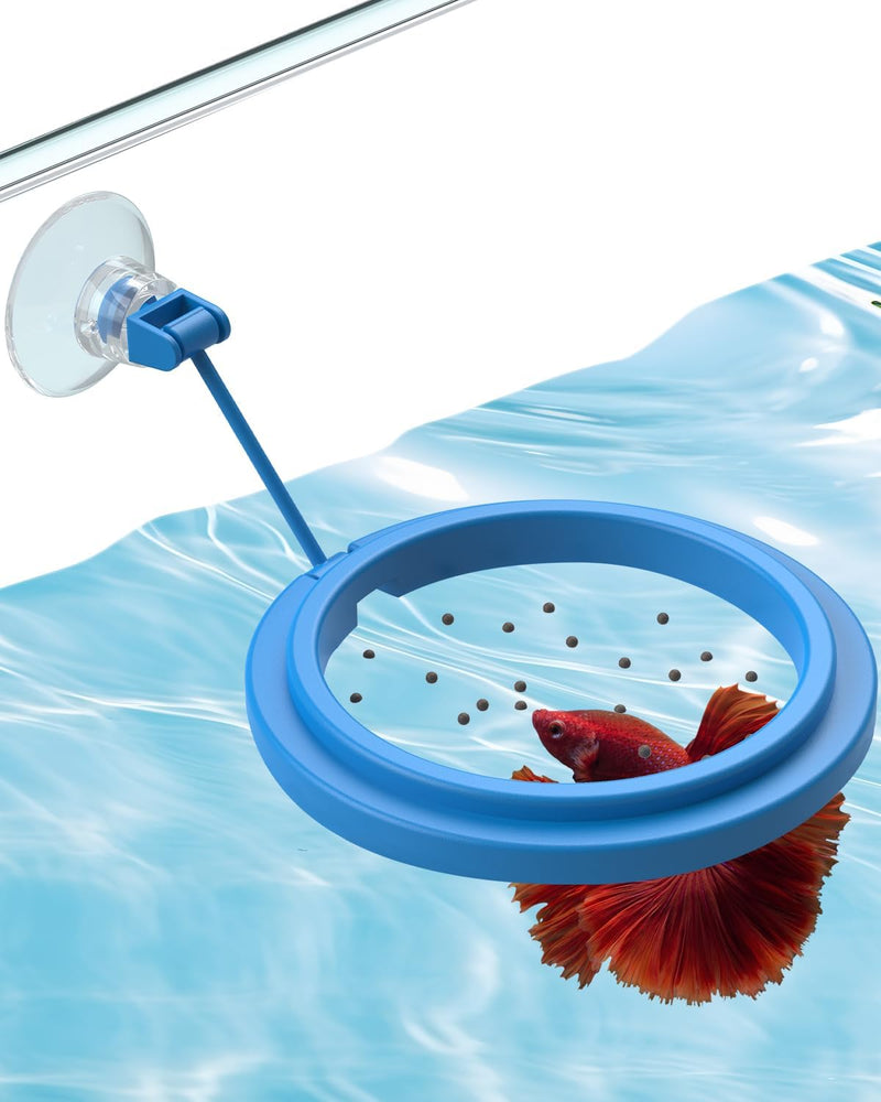 Pawfly Fish Feeding Ring for Aquarium, Feeding Ring with Suction Cup, Small Round Fish Feeder Ring Circle Floating Food