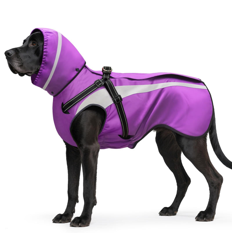 Mosucoirl Dog Raincoat Waterproof Raincoats for Dog Reflective Dogs Rain Jackets with Hood Hoodie Pet Rain Poncho Coat for Small Medium Large Dogs Puppies S-XXL (Purple, L)