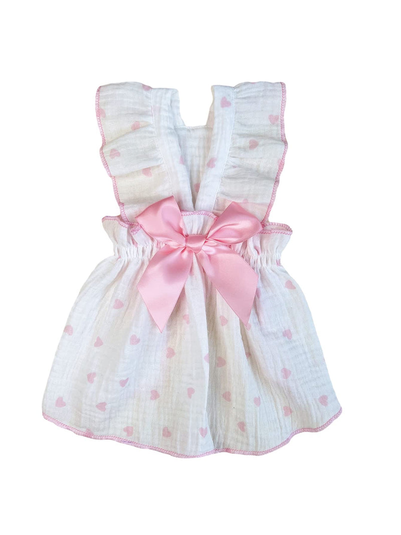 QWINEE Heart Print Dog Cat Dress Bow Decor Cute Dog Dresses Puppy Tutu Skirt Chihuahua Teddy Pomeranian Dress Birthday Holiday Clothes for Cat Kittens Small Medium Large Dogs Pink S