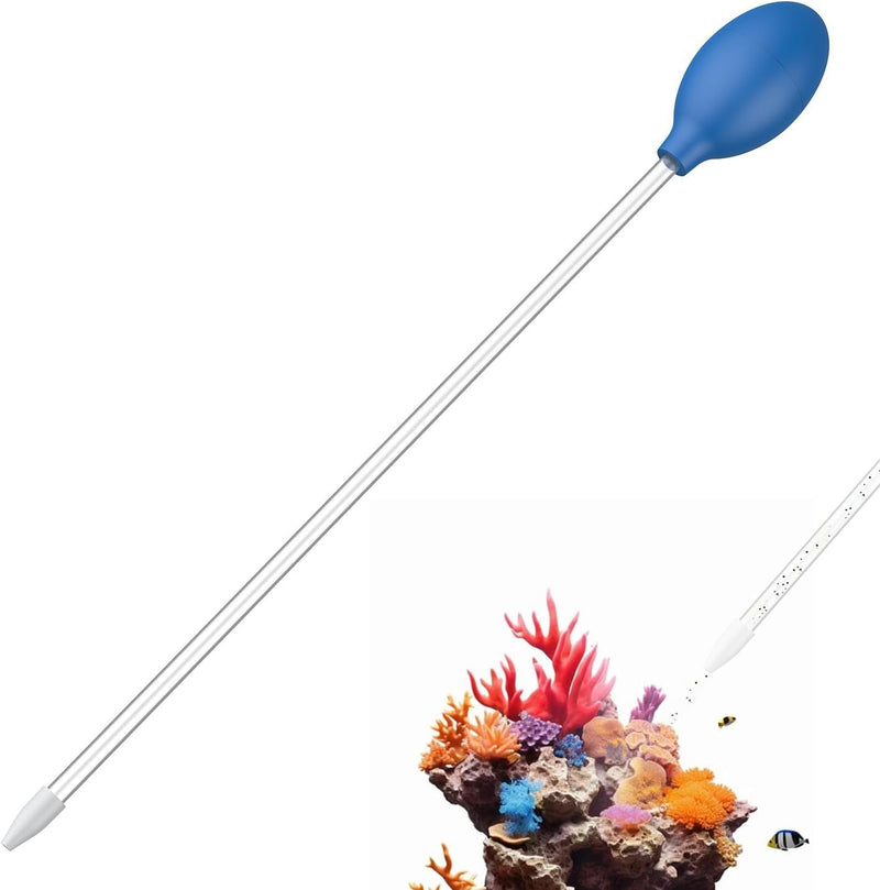 Pawfly Aquarium Coral Feeder 13.7 Inch Long Tube Coral Food Feeder Manual Feeding Tube Fish Excreta Cleaner Long Acrylic