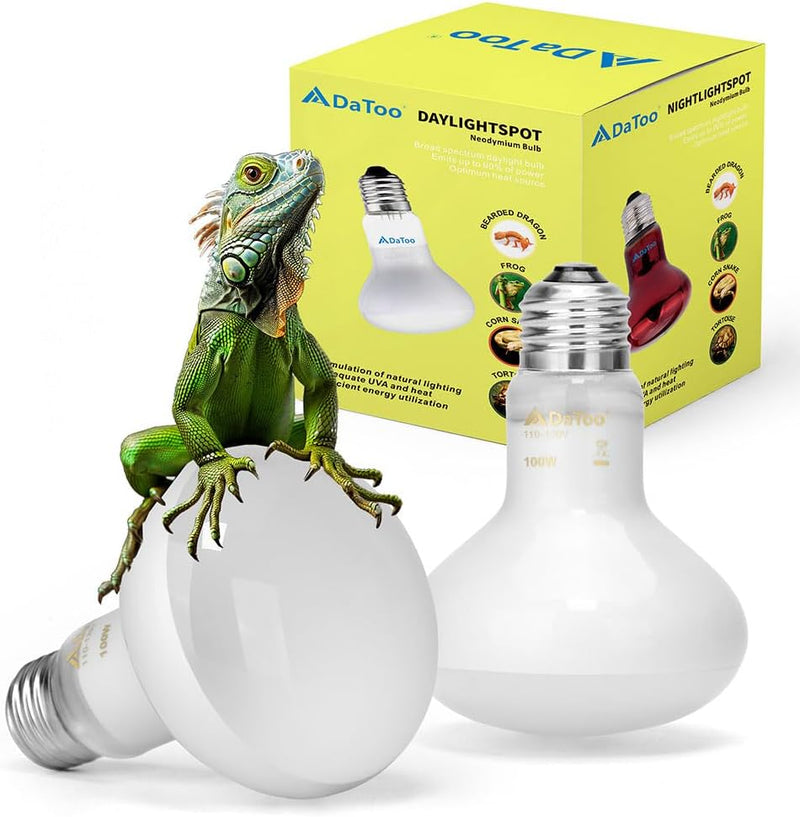 DaToo Reptile Heat Lamp 100W Amphibians Basking Light Bulb UVA Heat Lamp Bulbs Daylight Basking Spot Light for Lizards B