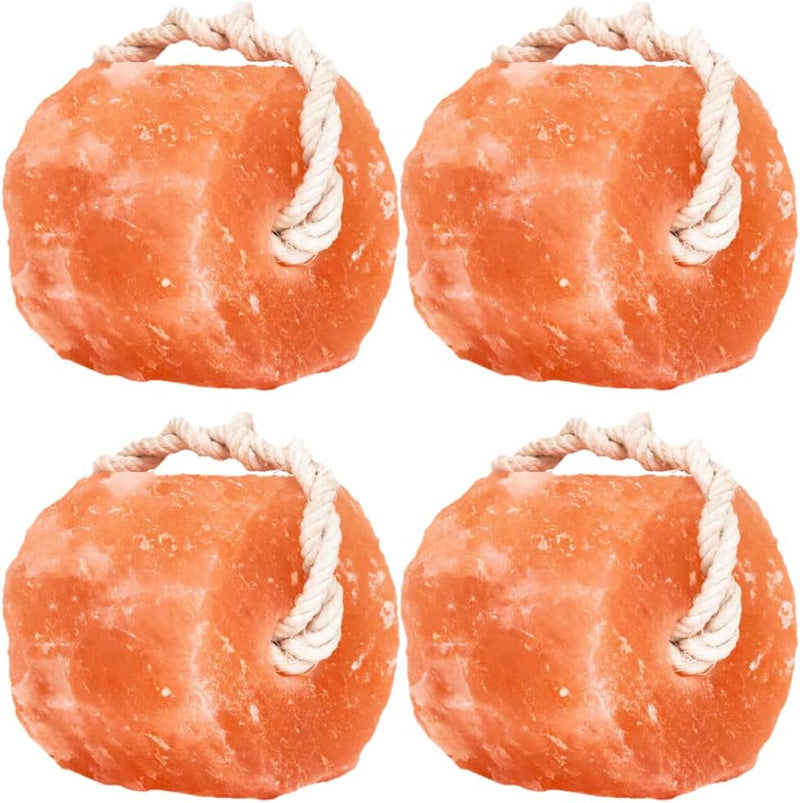 Himalayan Mineral Salt Block on Rope Pack of 4 (3lbs each) – 100% Organic Pink Salt Lick for Horses and Livestock. Deer