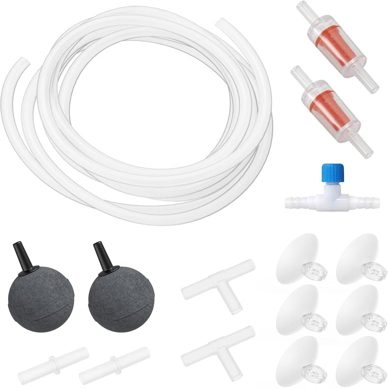Moonorange Aquarium Air Pump Accessories Kit with Standard Tubing, Air Stones, Check Valves, Suction Cups and Connectors