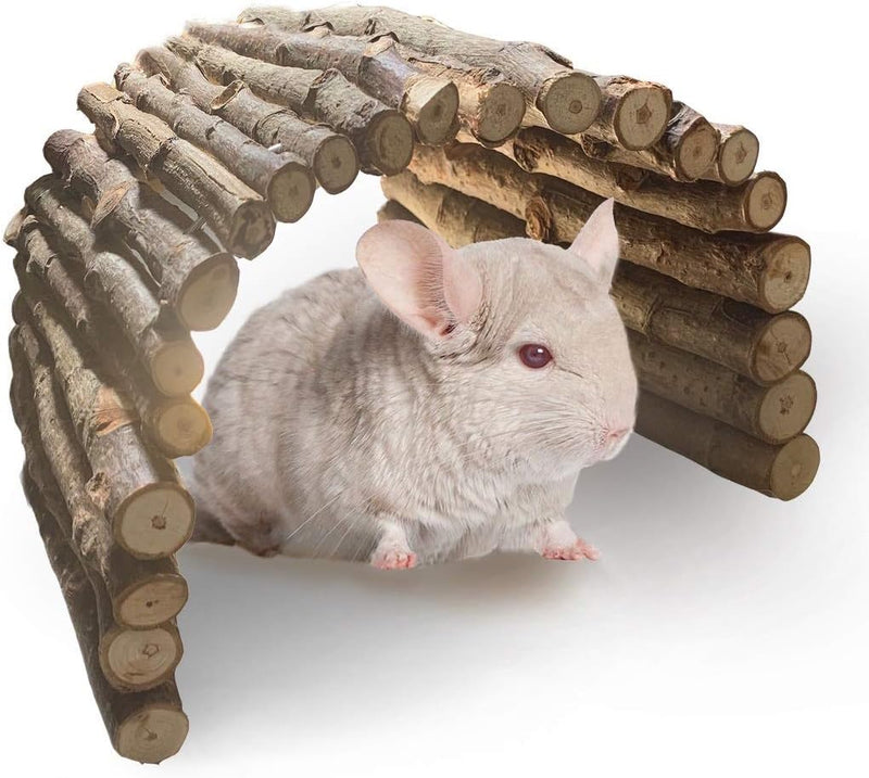 PINVNBY Guinea Pig Wooden Ladder Bridge (20 x 11.8 in) Rabbits Hideout, House, Tunnel, Rodents Chew Toys for Bunny, Chin