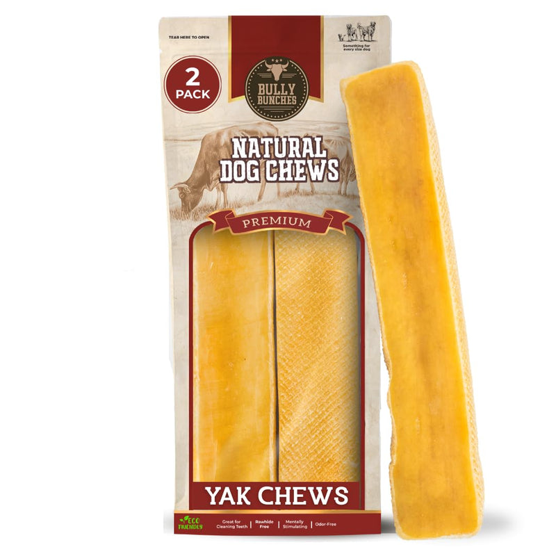 Bully Bunches Extra Large Authentic Yak Cheese Himalayan Chews for Large Dogs & Aggressive Chewers - All Natural Dog Treat Dental Chews, Made with Real Yak Milk - Lactose & Rawhide Free (2 PK)