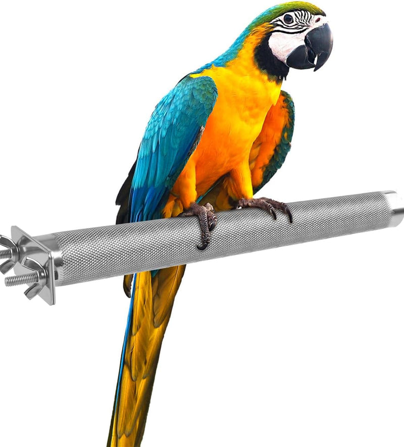 KATUMO Parrot Perch - Stainless Steel African Grey Perch Bird Cage Accessories for Small to Large Parrots (11.8 x 1.2 in