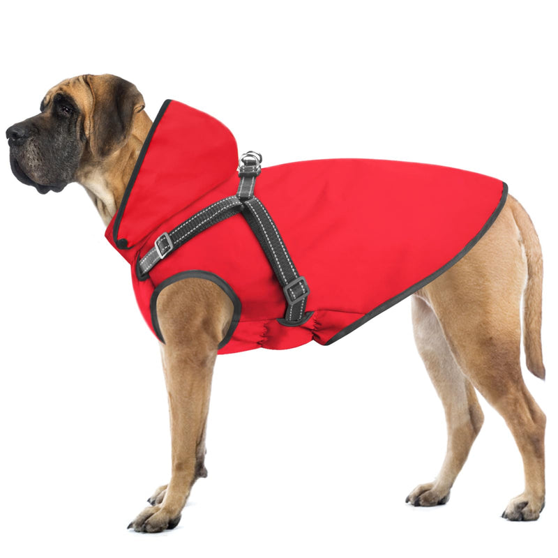 Mosucoirl Dog Raincoat Waterproof Dog Hoodie Reflective Dog Raincoat Hooded Adjustable Rain Jacket for Small Medium Large Dogs Puppies (Red, M)