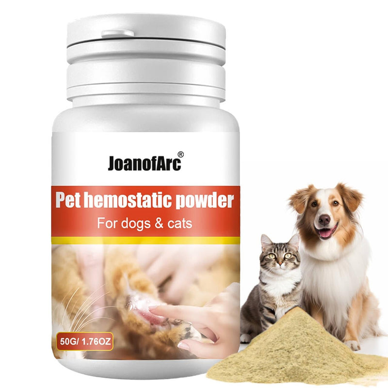 JoanofArc Pet Styptic Powder for Dogs & Cats - Fast-Acting Blood Stop for Nails, Minor Cuts, Scratches, Gentle & Sting-Free, Quick Stop Bleeding Powder for Dogs with Herbal Support - 1.76 Oz/50g