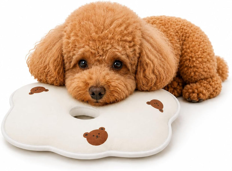 Soft Memory Foam Pet Pillow for Small Dogs and Puppies – Ergonomic Bear-Shaped Cushion for Head and Neck Support, Cozy N