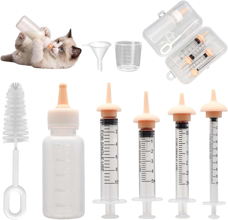 Pet Nursing Kit, Silicone Pet Feeding Set with Bottle Liquid Syringes Nursing Nipples Formula Dispenser, Pet Feeding Sup