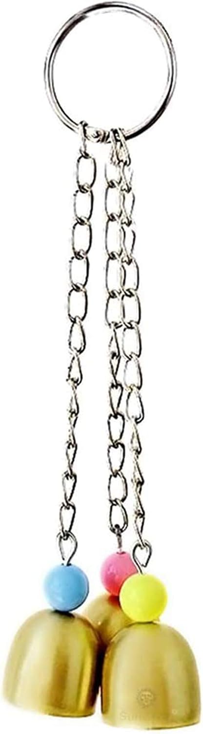 SunGrow Parrot Bell Toy Accessory, Galvanized Steel Jingle Chime Set with Hanging Clip, Cage Chew Play Item for Cockatie