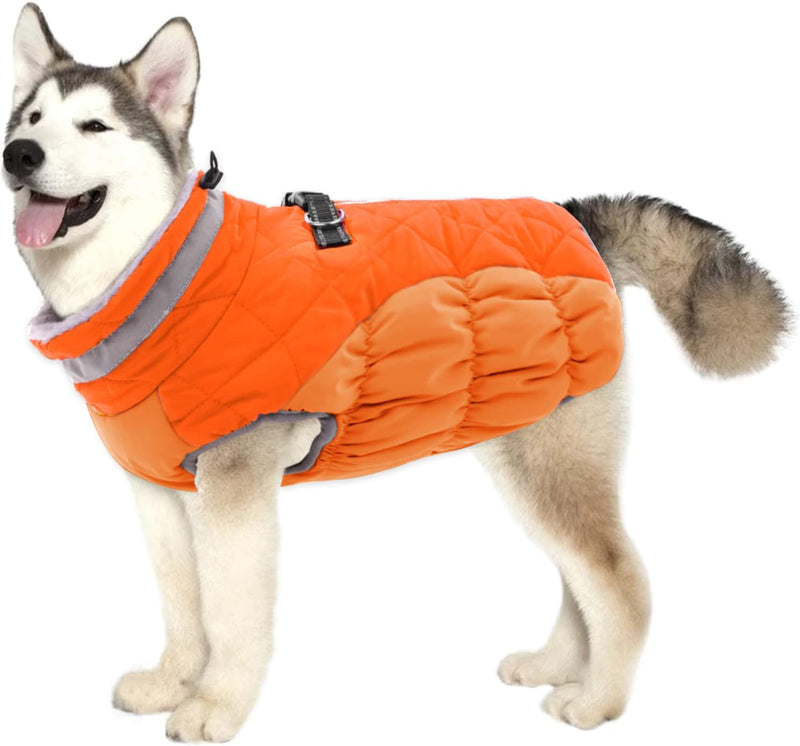 Lelepet Dog Coat Warm Dog Winter Coat Waterproof Dogs Jacket with Harness