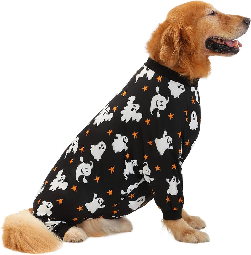 HDE Dog Pajamas One Piece Light Comfy Pjs Pet Costume M-3XL Ghost Star 3XL