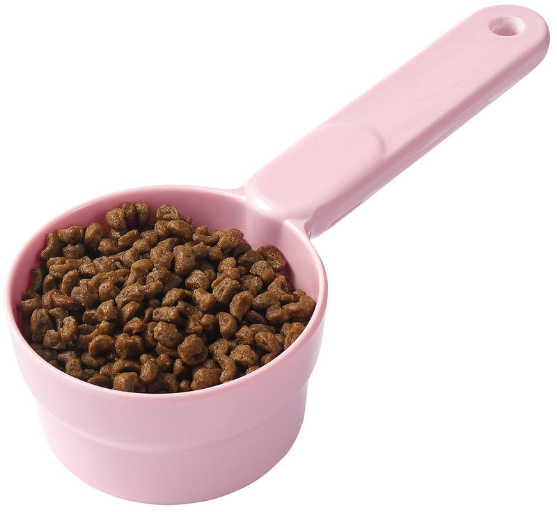 Joyinjojo Dog Cat Food Scoop - Pet Food Scoop Dog Food Measuring Cup 1/2 1/4 Cup, Comfortable Long Handle for Easy to Scoop Food, Soft Pink 1/2 Cup