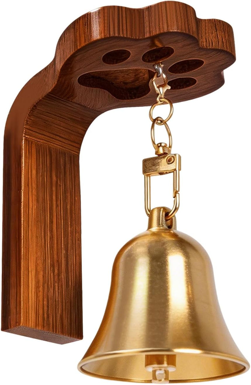 Bamboo Dog Doorbell for Potty Training, Puppy Go Outside Alert Bell, Brass Bell with Loud Clear Ring, Strong Self-Adhesi