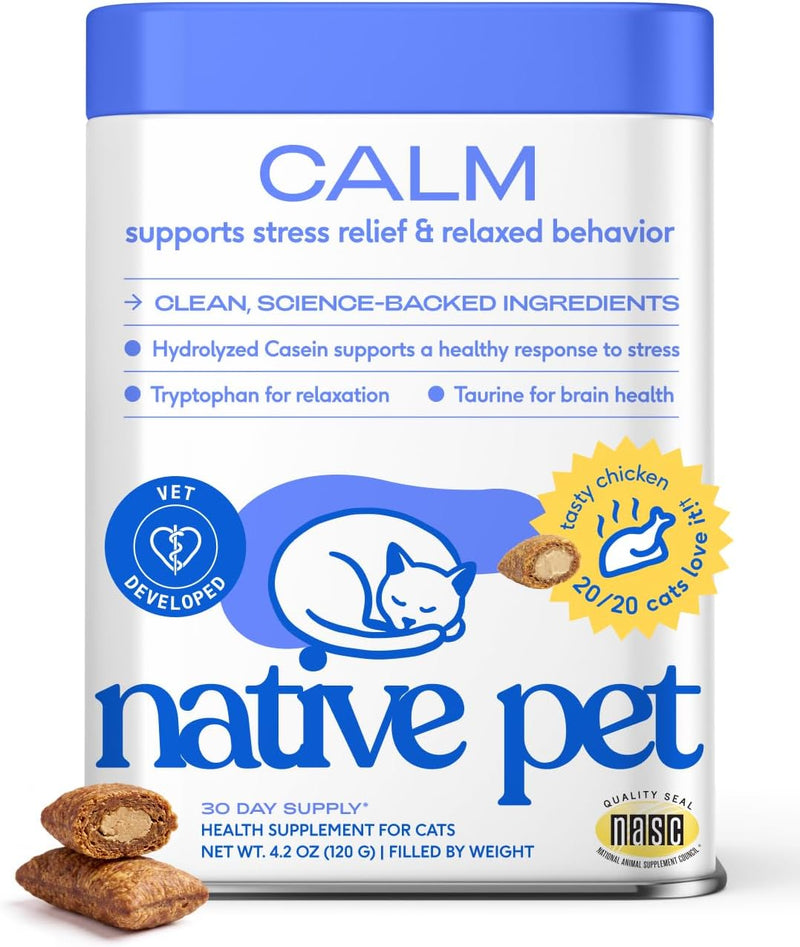 Native Pet Cat Calming Treats - Chicken Flavored Calming Chews for Cats