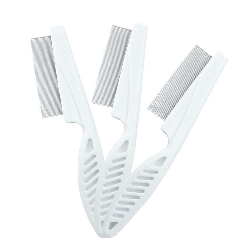 Cionyce Flea Comb for Dogs and Cats, Metal Pet Lice Comb Fine Tooth Grooming Tool for Remove Anti Fleas and Flea Eggs(3pcs White)