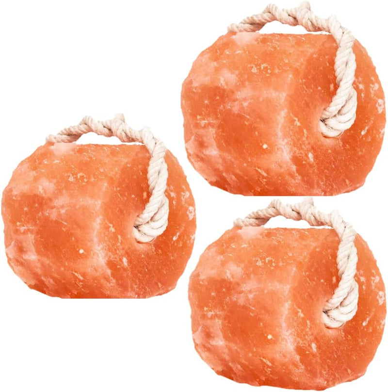 Himalayan Pink Salt Lick Pack of 3 (6lbs Each Block)- Mineral Salt Block on Rope 100% Organic Pink Salt Block for Horses