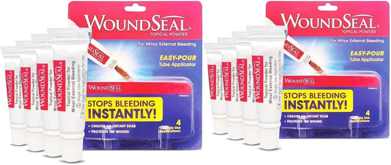 WoundSeal Powder 4 Each (Pack of 2) - Wound Care First Aid for Cuts, Scrapes and Abrasions - Stops Bleeding in Seconds W