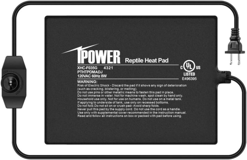iPower 6 by 8 Inch Reptile Heating Pad with Temperature Adjustable Controller Knob, Under Tank Warmer Terrarium Heat Mat