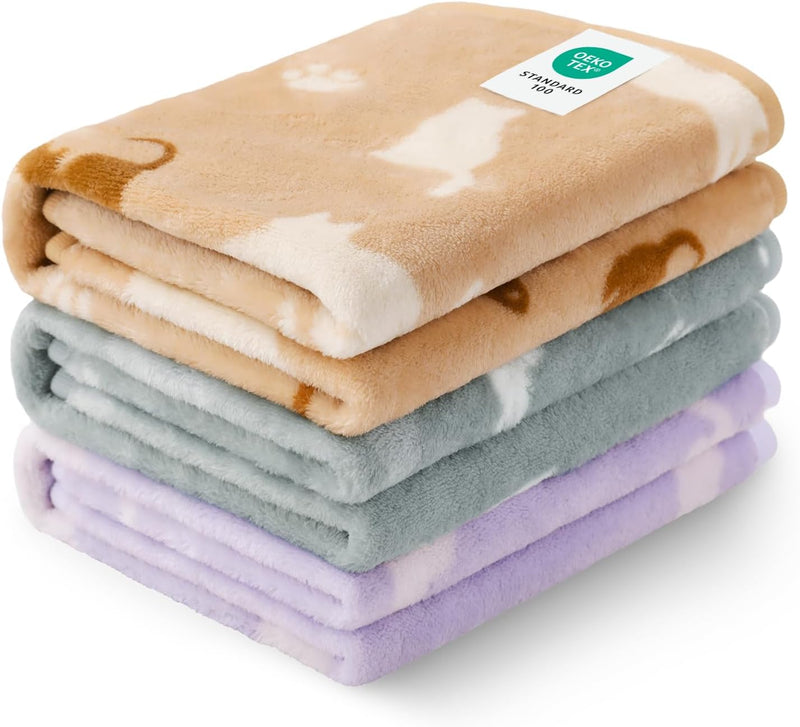 Luciphia Dog Blanket 3 Pack, Soft Cozy Fleece Throw for Puppy Cat,30