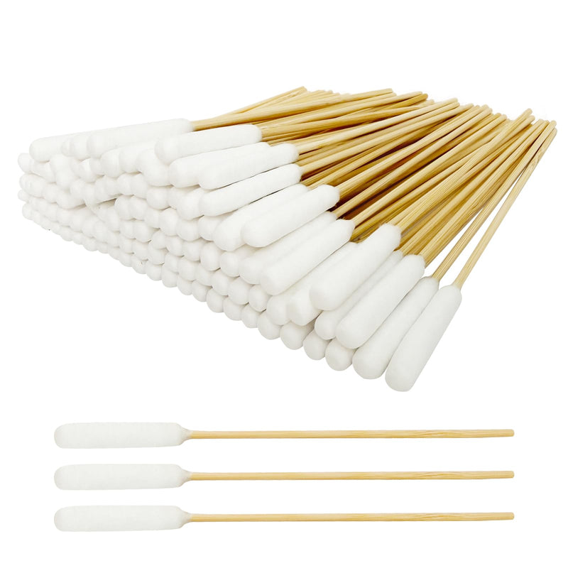 Egaageoi 100 Pcs 6-Inch Long Cotton Swabs with Sturdy Bamboo Handle - Extended Reach Applicators for Dog Ear Cleaning & Pet Care - Single Tip Swabs for Gun Cleaning, Electronics Detailing & Wound Care