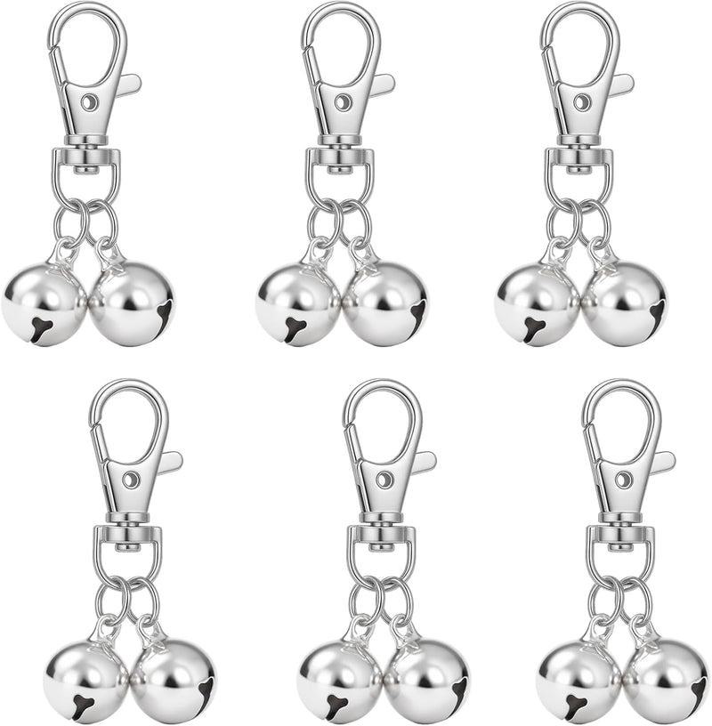 Mini Pet Collar Bells Set of 6-Piece, Silver Clip-On Charms for Dog and Cat Training