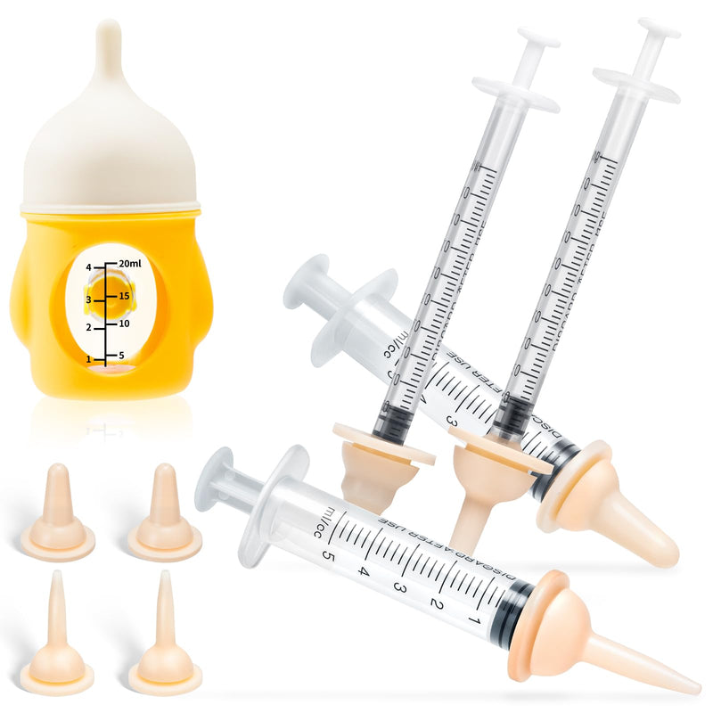 Siyyim Silicone Nursing Kit for Kittens & Small Animals – Includes Feeding Nipples, Syringes, 20ml Bottle – BPA-Free, Reusable, Safe for Newborn Kittens and Puppies