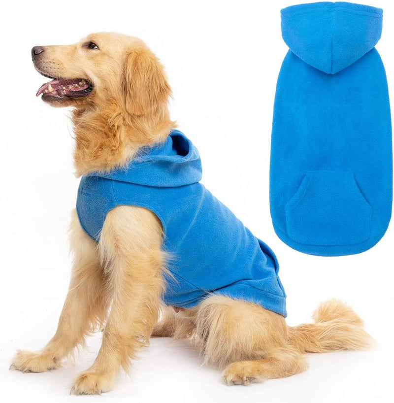 EXPAWLORER Fleece Dog Hoodie with Pouch, Blue XXL