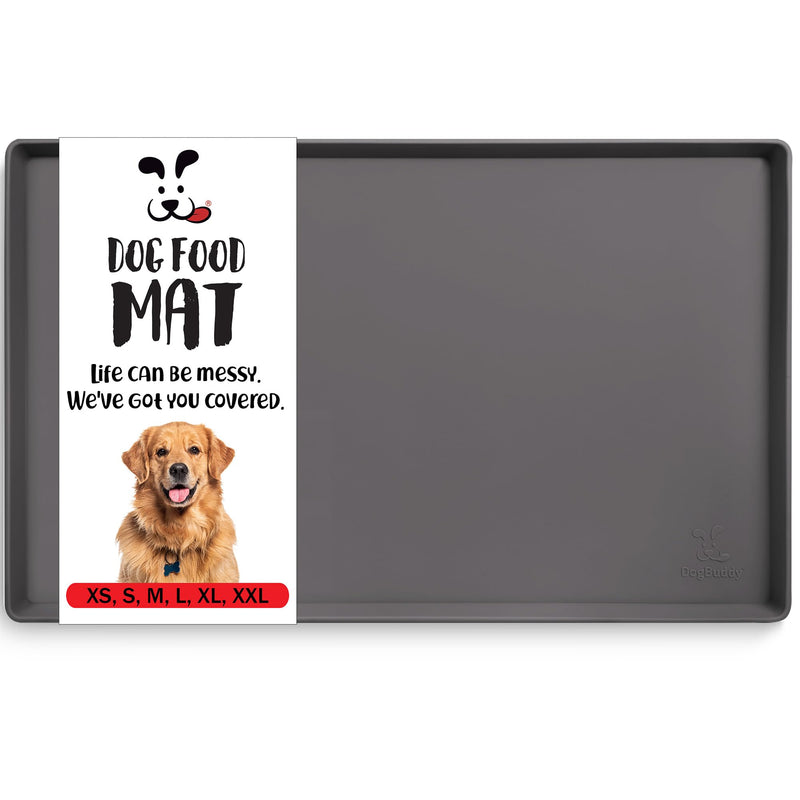 DogBuddy Dog Food Mat – Waterproof Dog Bowl Mat for Food and Water, Silicone Pet Feeding Mats for Floors, Non-Slip Placemat with High Edges for Dogs Bowls, Puppy Essentials (L: 24