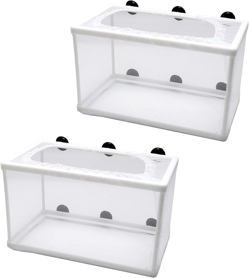 Anxingo 2 Pack Fish Tank Breeder Net,Fish Isolation Breeding Hatching Box, Plastic Frame Hatching Box Separation Net Bre