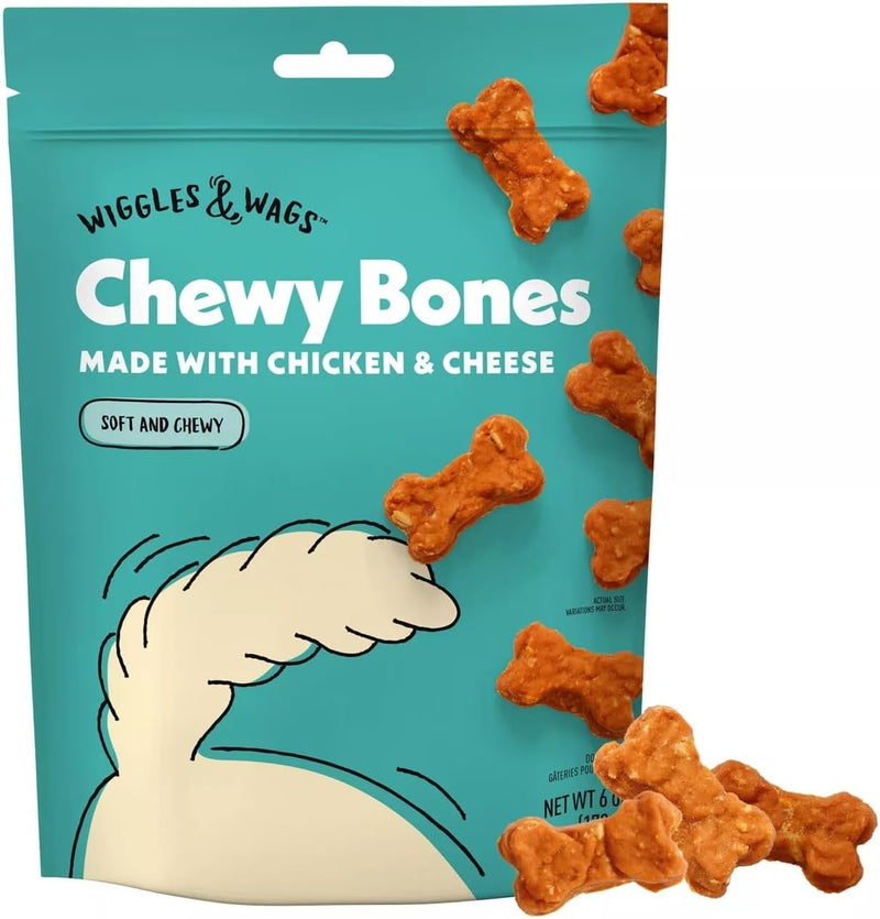 Wiggles and Wags Soft Chews Chicken & Cheese Recipe Bone-Shaped Treats
