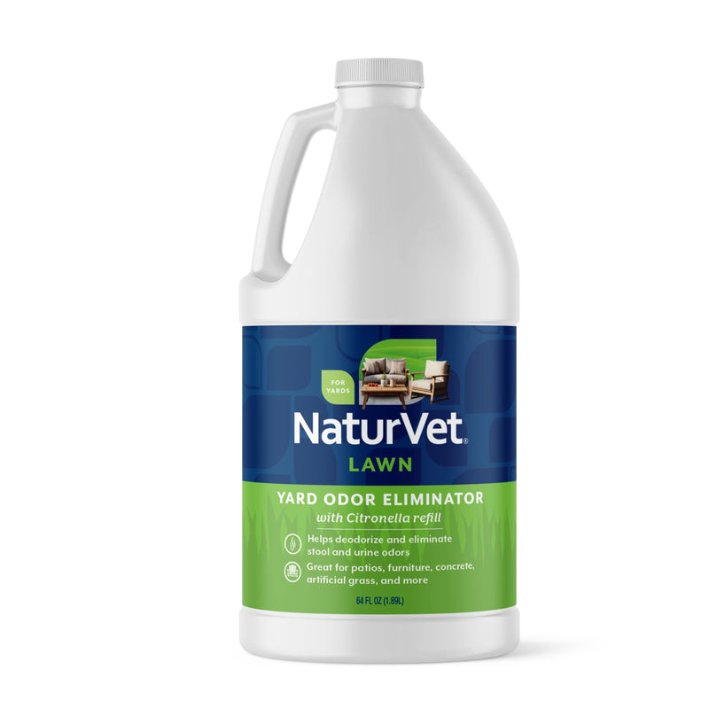 NaturVet – Yard Odor Eliminator Plus Citronella Spray – Eliminate Stool and Urine Odors from Lawn and Yard – Designed for Use on Grass, Patios, Gravel, Concrete & More – 64oz Refill (No Hose Nozzle)