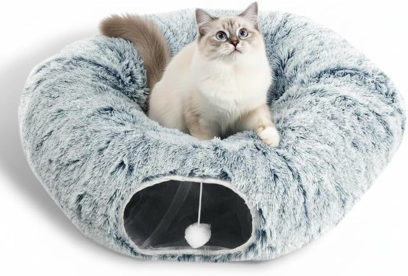 AUOON Plush Cat Tunnel Bed for Indoor Cats, 36