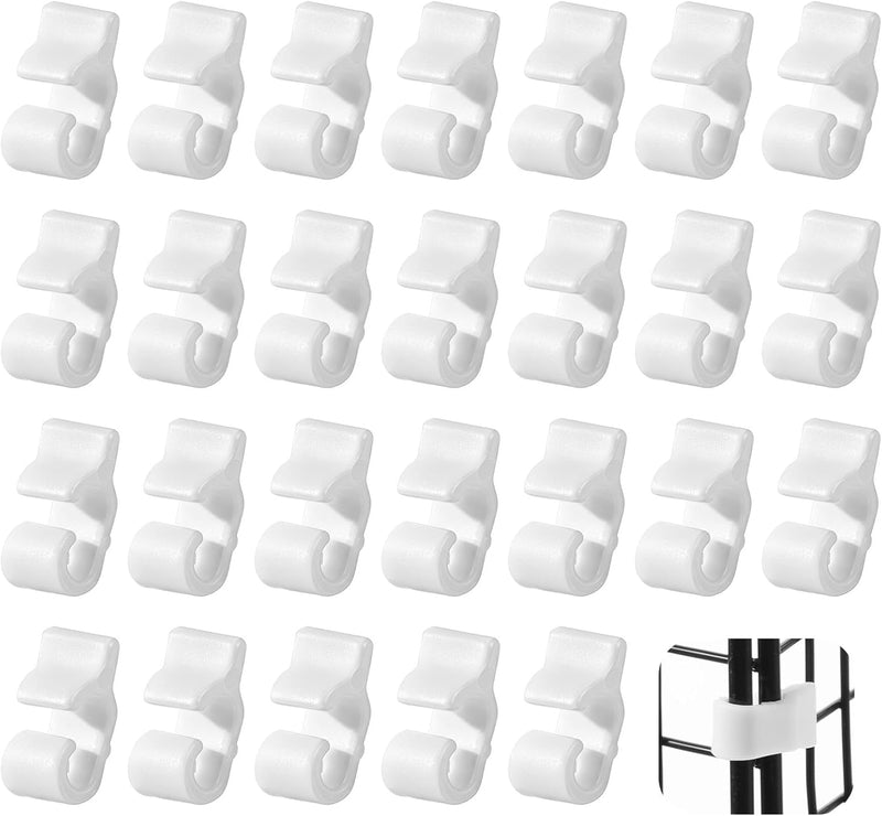52 Pcs Wire Cage Clips Detachable Pet Cage Door Clip Cat Cages Door Latch Buckle Snap on Plastic Lock Snap Cat Fence Whi