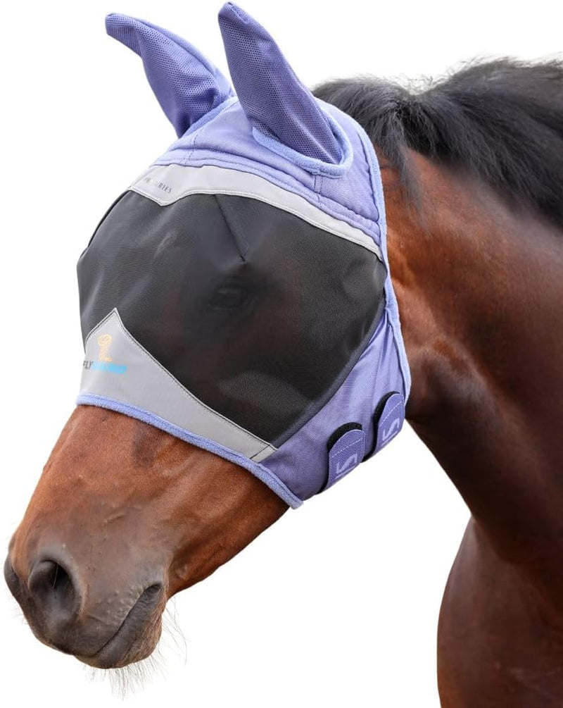Shires FlyGuard Pro Fine Mesh Fly Mask with UV Protection Sky/Ears/Full