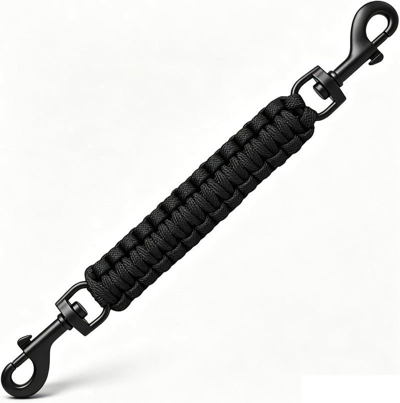 Dog Collar Safety Clip - Double-Ended Backup Safety Strap (Black)