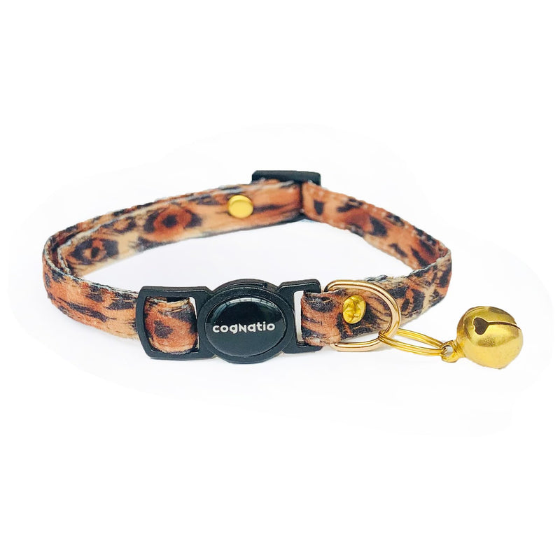 Cognatio Safety Quick Release Cat Collars,Double Velvet with Bell Available in a Range Colors,Perfect for Your Kitty, Adjustable 20-30 cm (Tiger, 20-30cm)