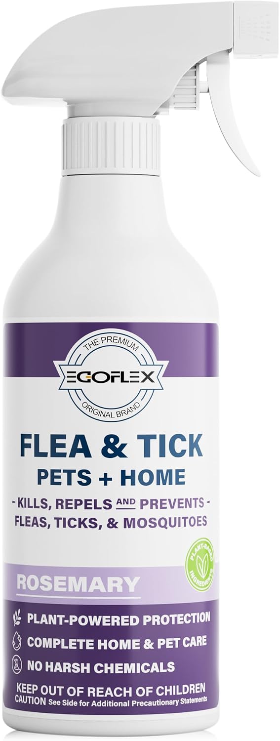 Flea Spray for Home & Pets Plant-Based Repellent with Rosemary Scent 16 Oz