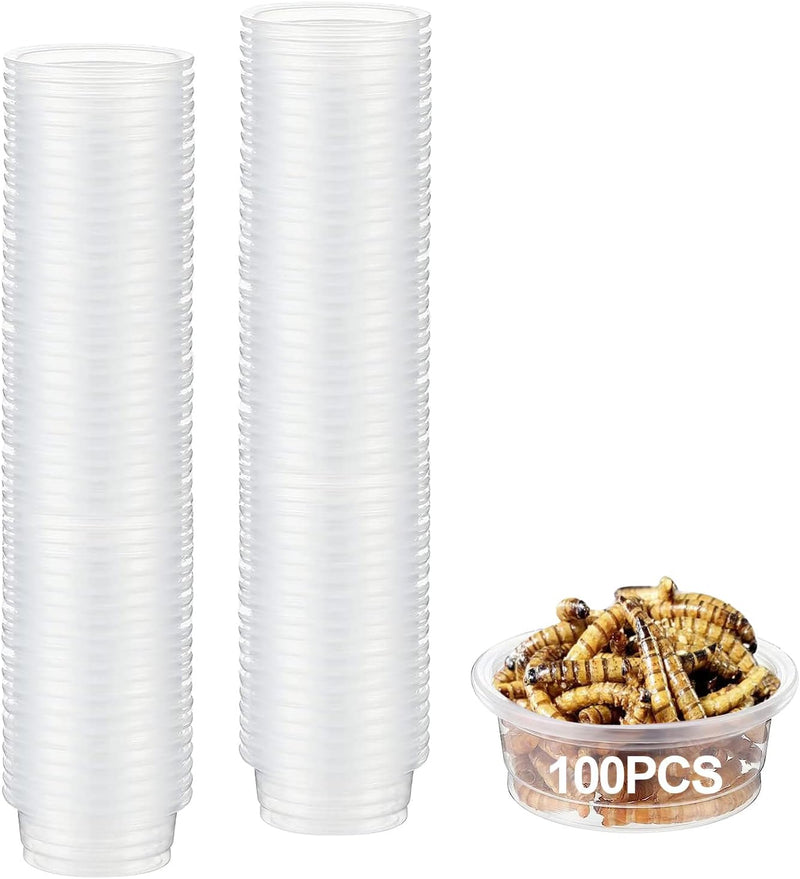 0.5oz Crested Gecko Food and Water Feeding Cups, Reptile Feeder Bowls, Plastic Replacement Food Dish for Lizard and Othe