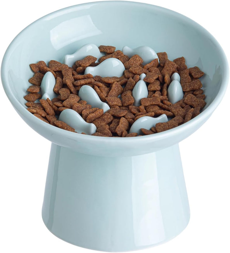 Ceramic Elevated Slow Feeder Cat Bowl - 6