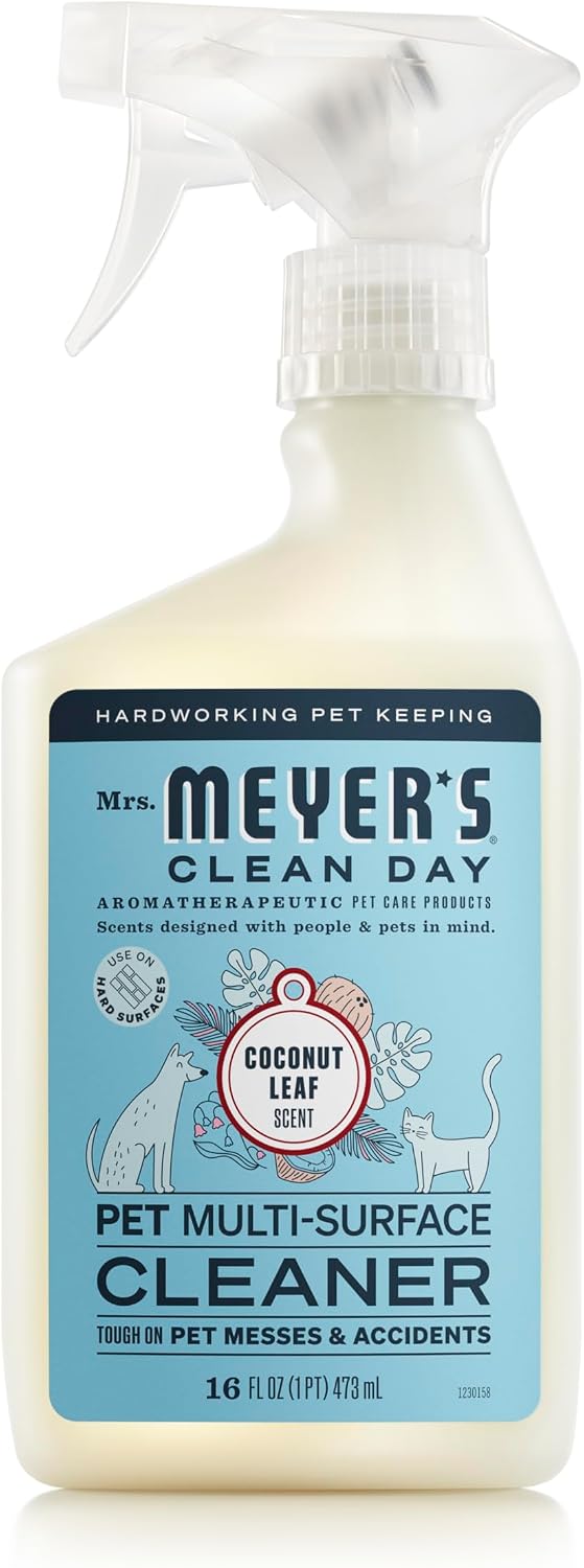 Mrs. MEYER'S CLEAN DAY Pet Multi-Surface Cleaner, Coconut Leaf Scent, 16oz (Pack of 6)