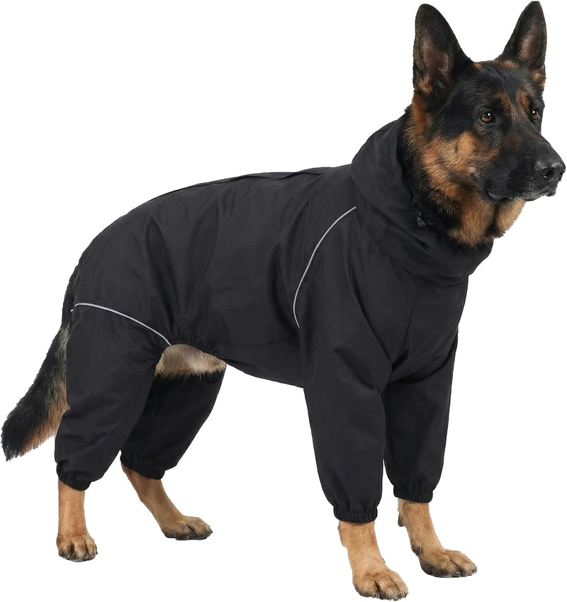 Dog Raincoat for Medium Large Dogs,rain Jacket Coat, Full Leg Coverage Waterproof Rain Suit with Detachable Hood & Tail,