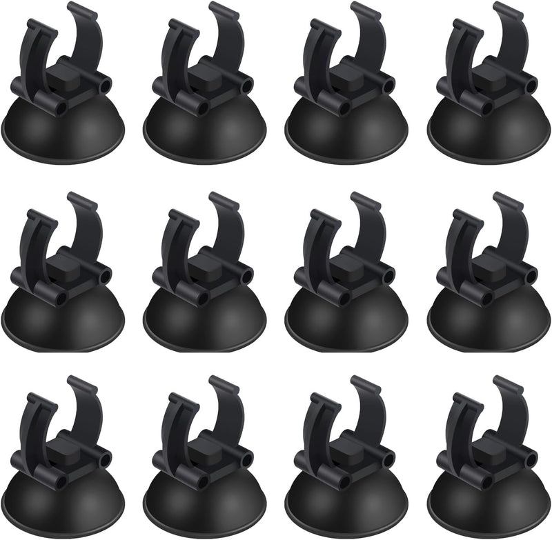 AQUANEAT 12 Pack Aquarium Suction Cups with Clip Black,for 1