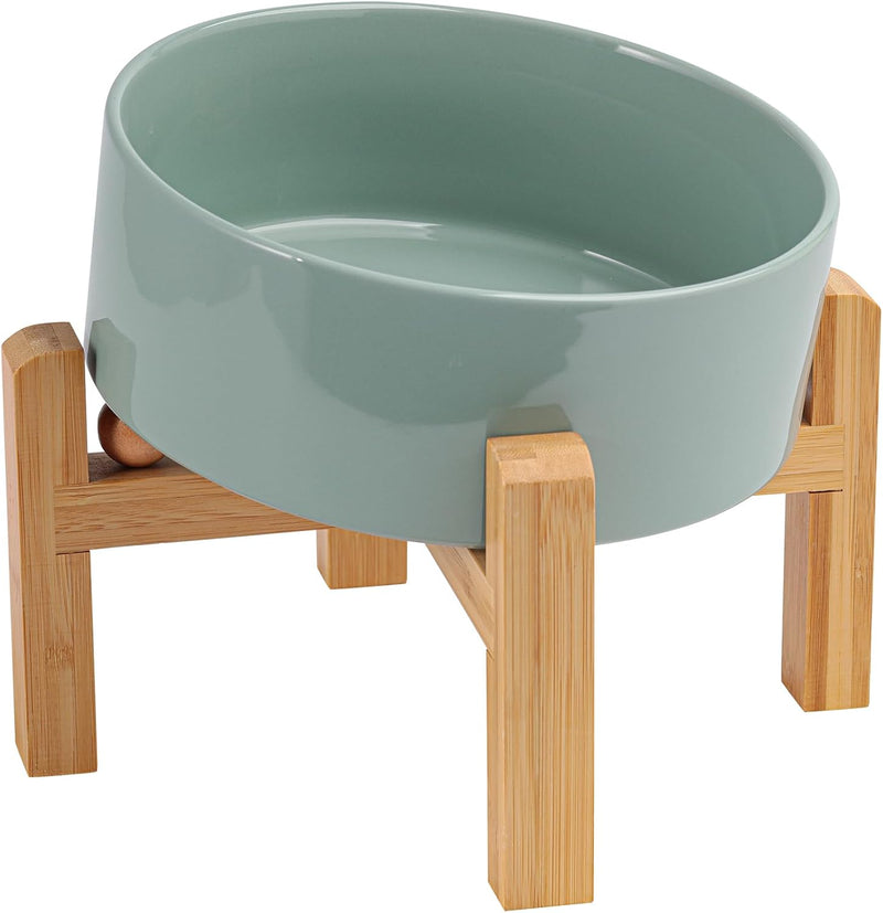 Elevated/Raised 15°Tilted Anti Slip Ceramic Dog Bowl for Medium & Large Breeds,Slanted Bulldog Big Face Pet Feeding Food