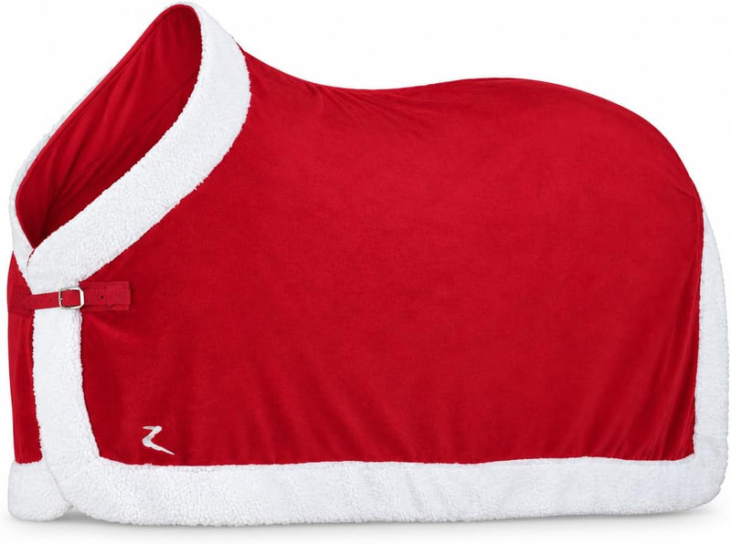 HORZE Santa Christmas Fleece Horse Cooler Blanket with Faux Fur