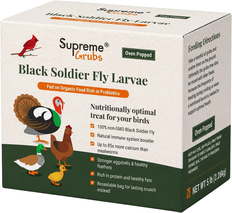 Natural Black Soldier Fly Larvae for Chickens, 85X More Calcium Than Mealworms-High Protein Grub Food Chicken Treats for
