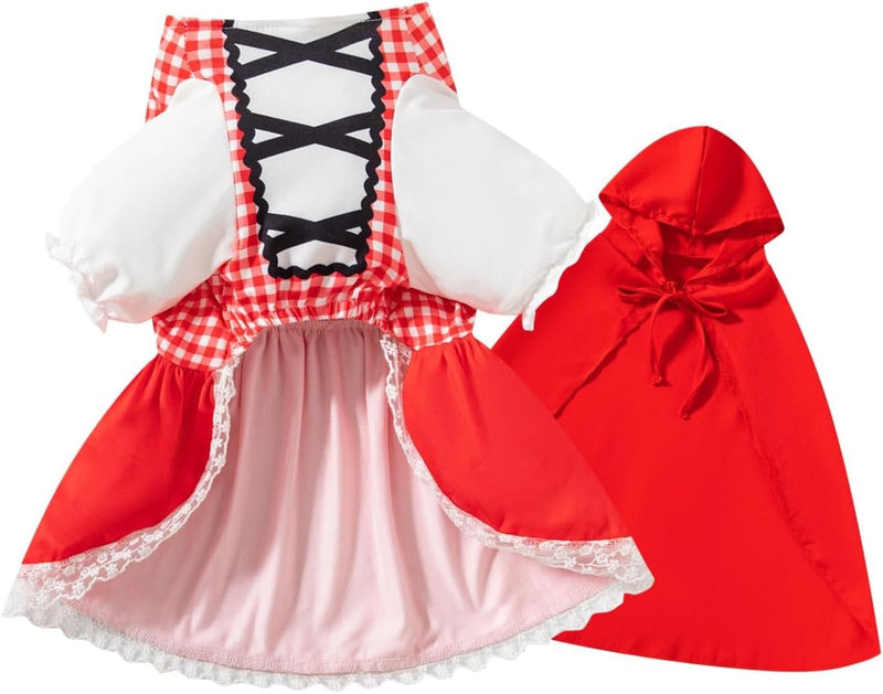 Dog Little Red Riding Hood Costume Halloween Christmas Dress with Cloak